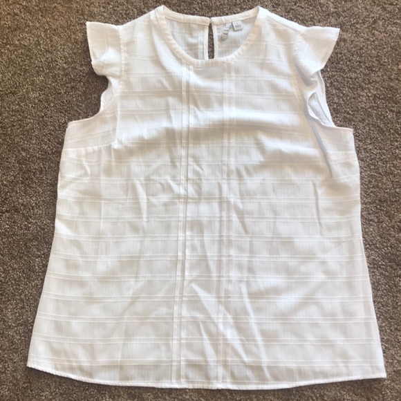 Elle Tops - ELLE White Flutter Sleeve Top Large
